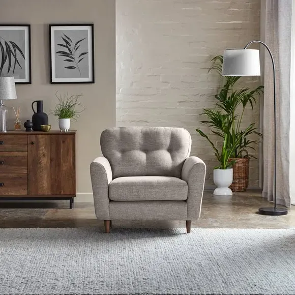 Compact Snuggle Chair with Buttons - Natural