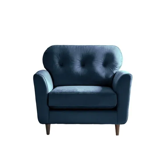 Compact Snuggle Chair with Buttons - Navy, Velvet