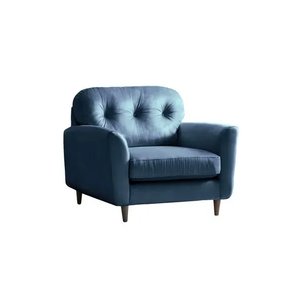 Compact Snuggle Chair with Buttons - Navy, Velvet