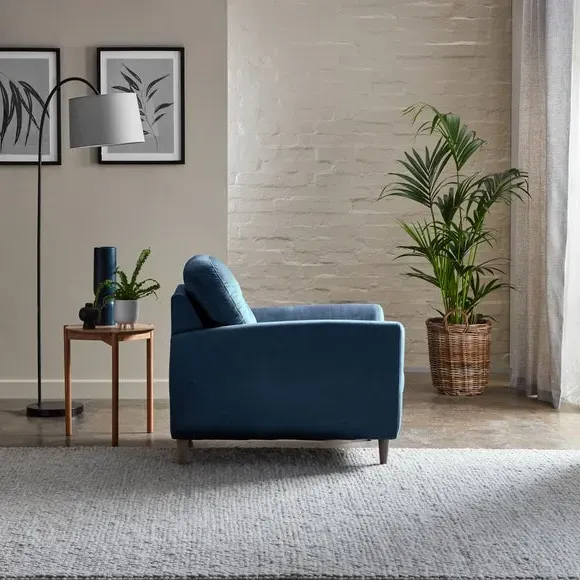 Compact Snuggle Chair with Buttons - Navy, Velvet