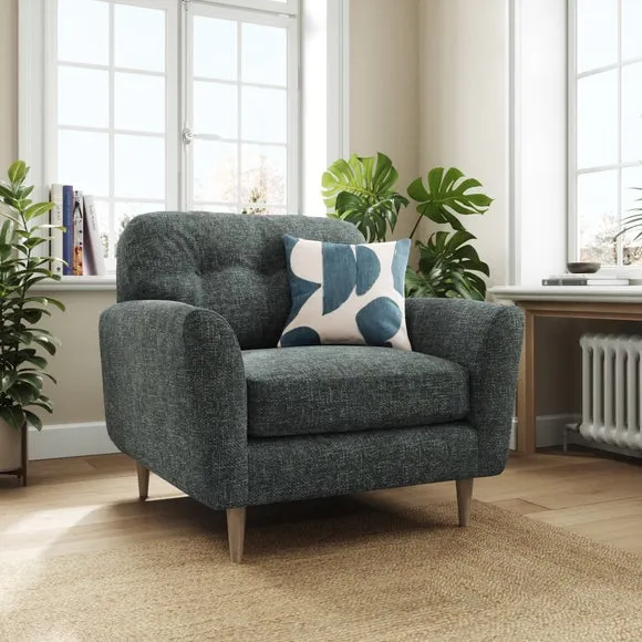 Compact Snuggle Chair with Buttons - Navy