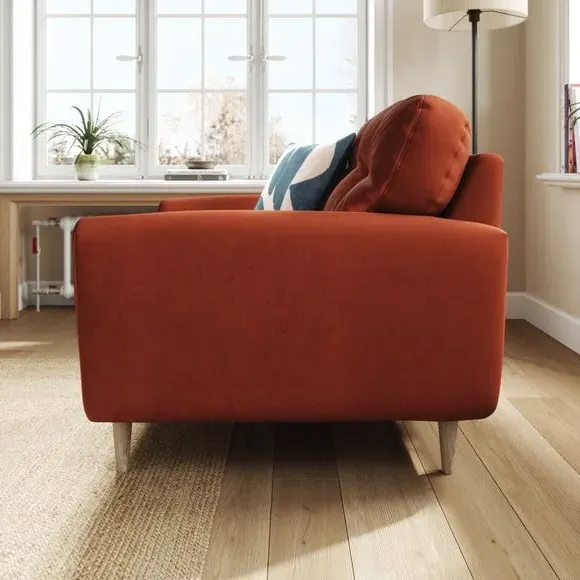 Compact Snuggle Chair with Buttons - Orange Umber, Velvet