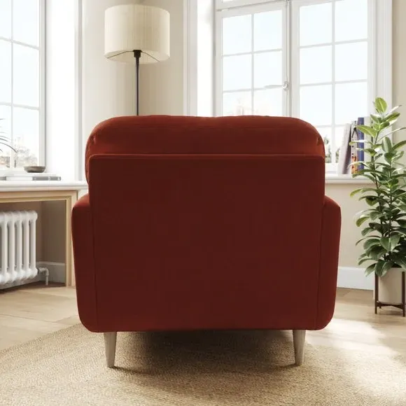 Compact Snuggle Chair with Buttons - Orange Umber, Velvet