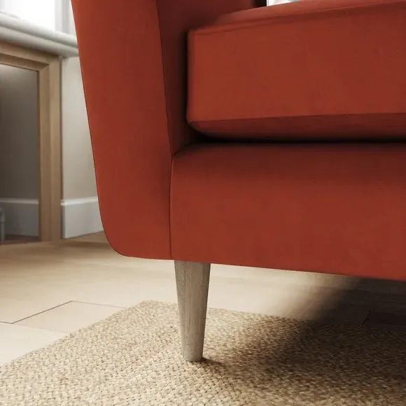 Compact Snuggle Chair with Buttons - Orange Umber, Velvet
