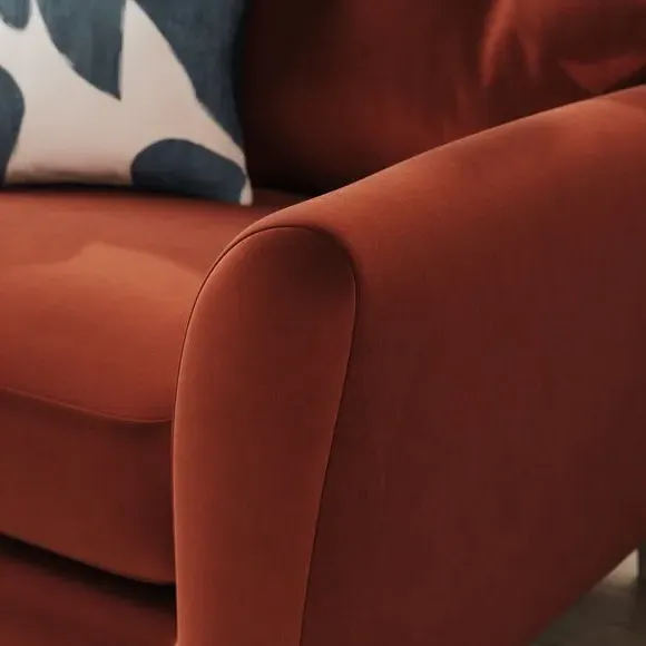 Compact Snuggle Chair with Buttons - Orange Umber, Velvet