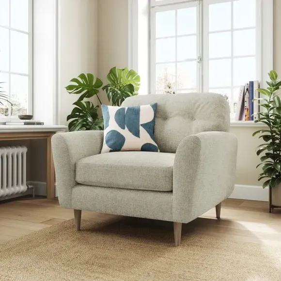 Compact Snuggle Chair with Buttons - Silver