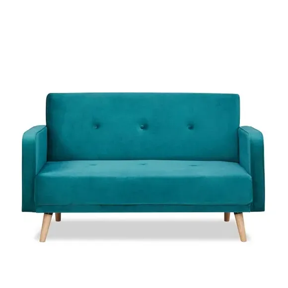 Compact Sofa with Button Detail - Teal, Fabric