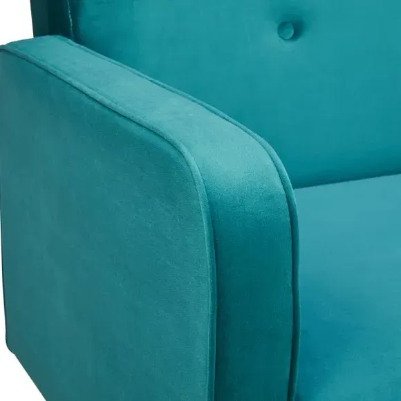 Compact Sofa with Button Detail - Teal, Fabric