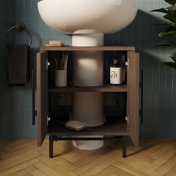 Compact Under Sink Unit - Walnut Effect
