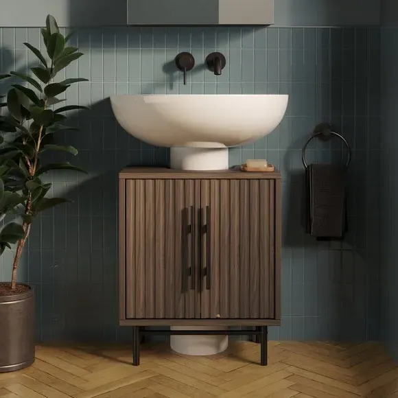 Compact Under Sink Unit - Walnut Effect