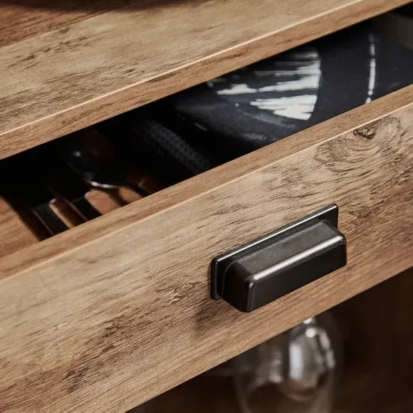 Compact Wine Cabinet with Drawer - Pine Effect