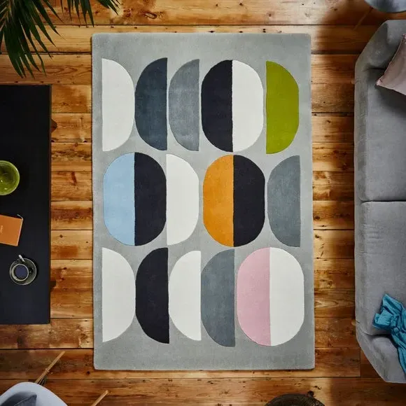 Composition Rug - Grey, Wool Viscose