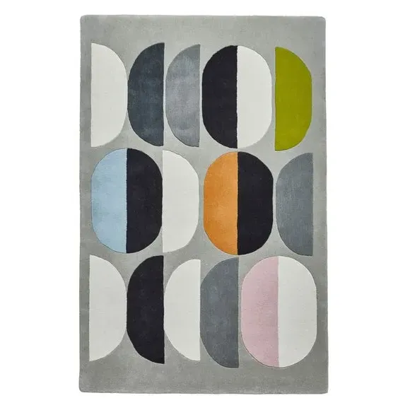 Composition Rug - Grey, Wool Viscose
