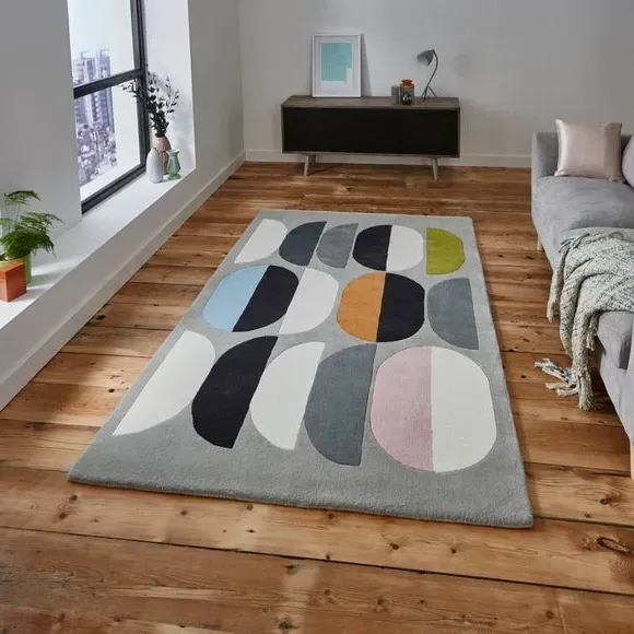 Composition Rug - Grey, Wool Viscose image