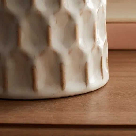 Concave Ceramic Vase - Cream, Ceramic