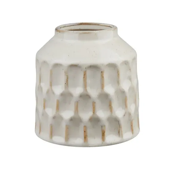 Concave Ceramic Vase - Cream, Ceramic