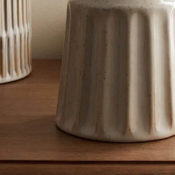 Concave Ceramic Vase - Cream, Ceramic