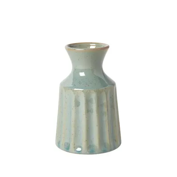 Concave Ceramic Vase - Light Green, Ceramic