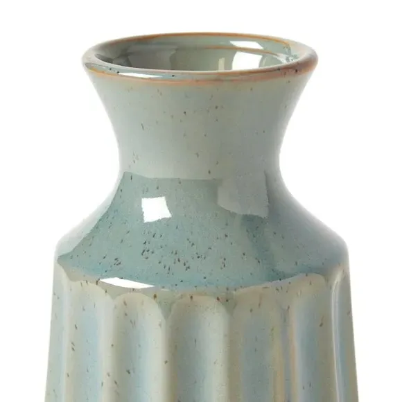 Concave Ceramic Vase - Light Green, Ceramic