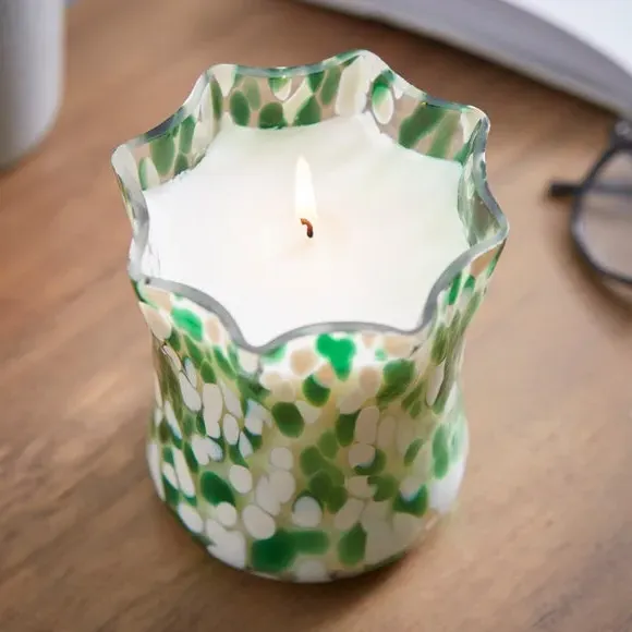 Confetti Glass Candle - Green, Glass