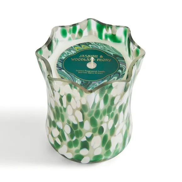 Confetti Glass Candle - Green, Glass