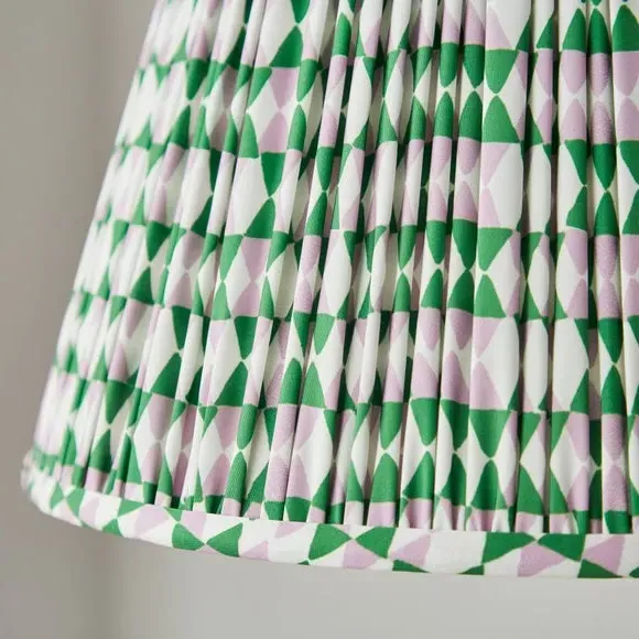 Conical Lamp Shade with Pleats - Green, Polyester