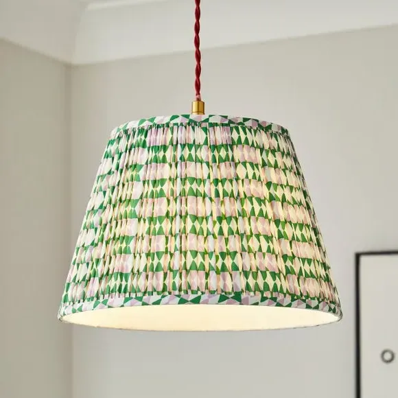 Conical Lamp Shade with Pleats - Green, Polyester image