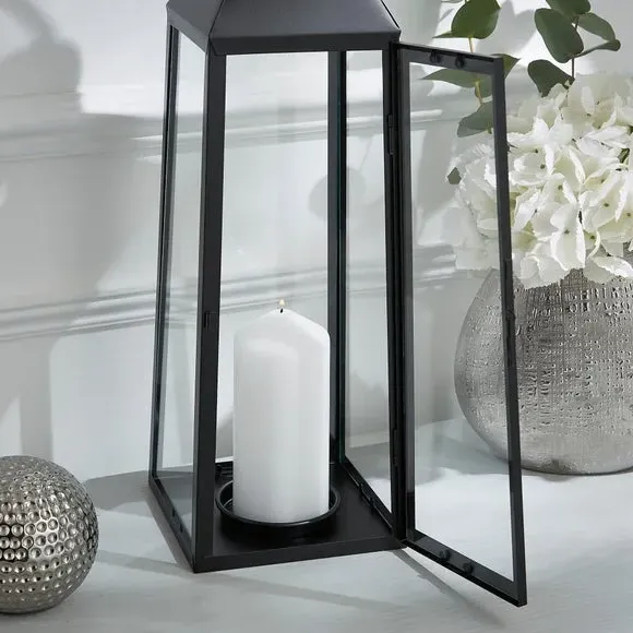Conical Lantern with Handle - Black, Metal