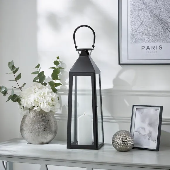 Conical Lantern with Handle - Black, Metal image