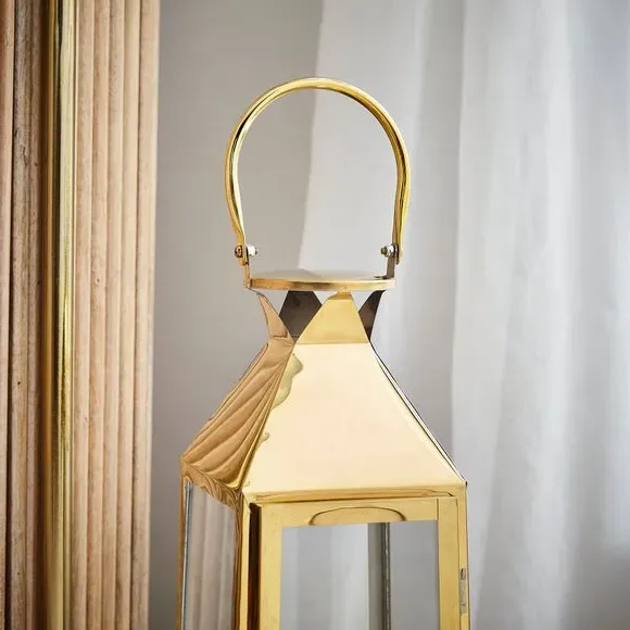 Conical Lantern with Handle - Gold, Metal