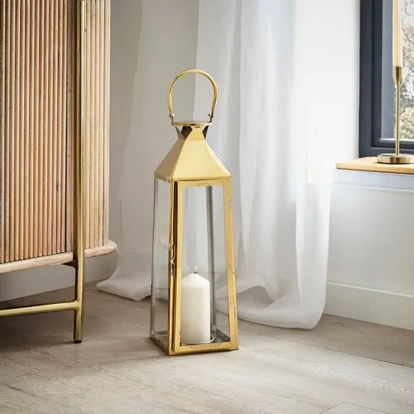 Conical Lantern with Handle - Gold, Metal