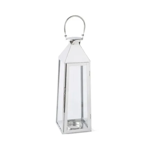 Conical Lantern with Handle - Silver, Metal