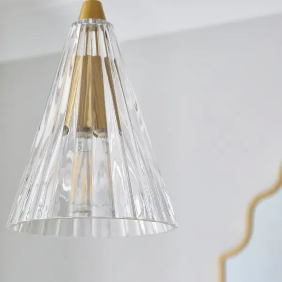 Conical Pendant Light Art Deco - Gold, Glass