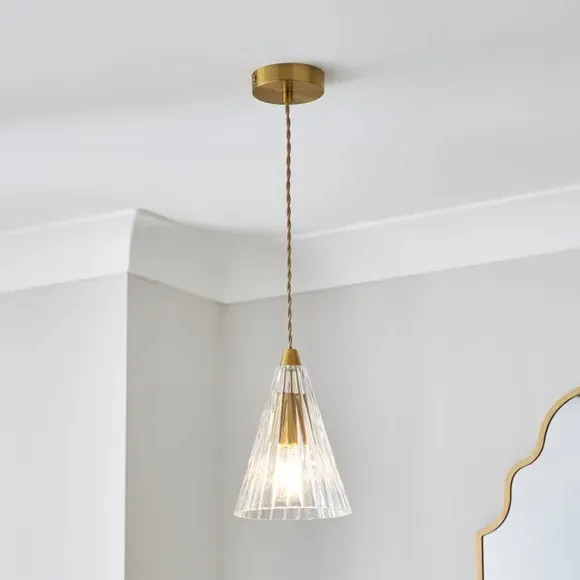 Conical Pendant Light Art Deco - Gold, Glass image