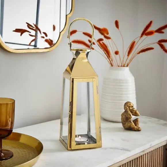 Conical Tealight Holder with Handle - Gold, Metal image