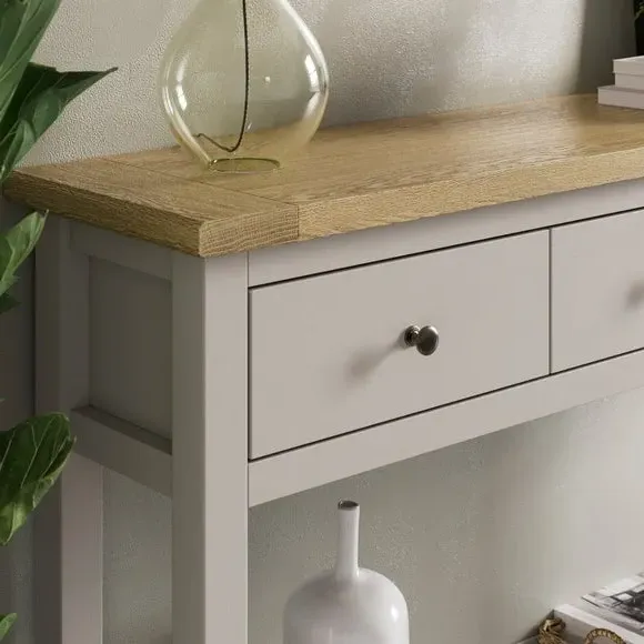 Console Table with 3 Drawers - Stone, Wood