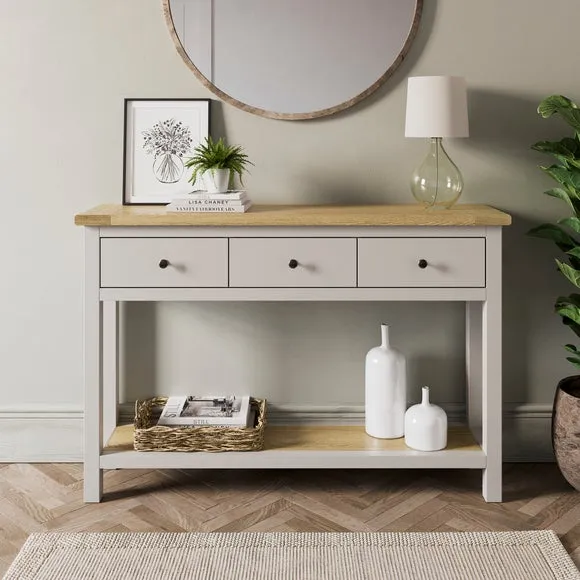 Console Table with 3 Drawers - Stone, Wood image