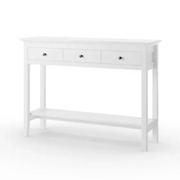 Console Table with 3 Drawers - White