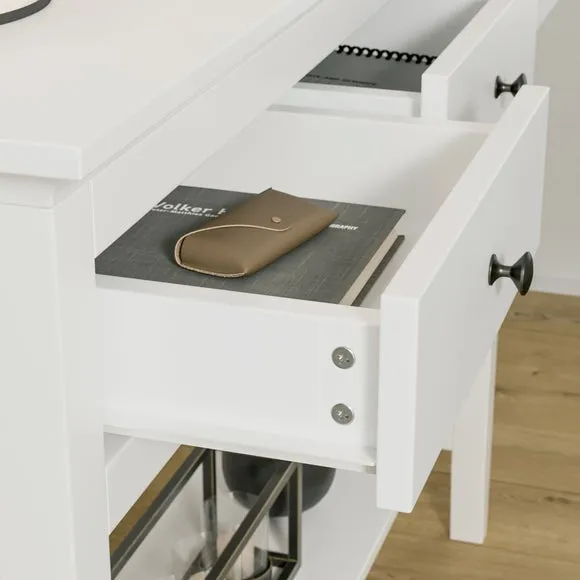 Console Table with 3 Drawers - White