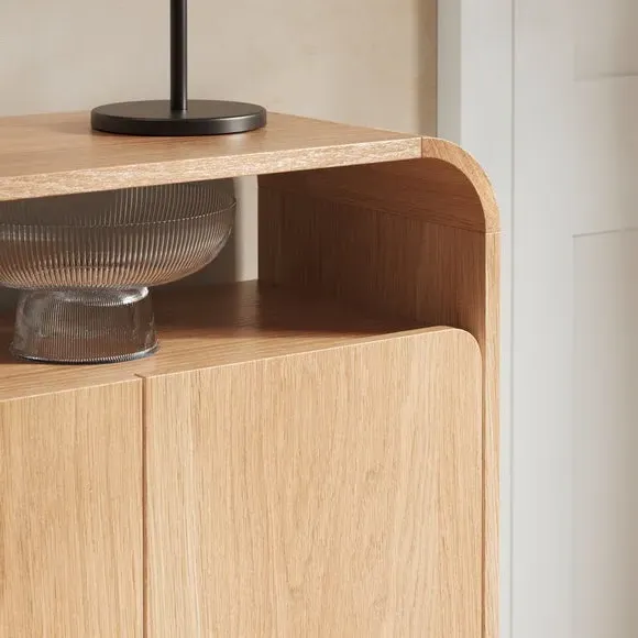 Console Table with Adjustable Shelves - Light Oak