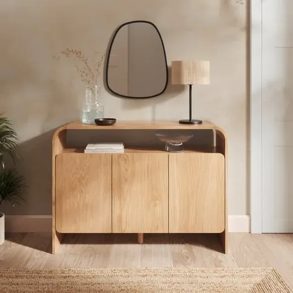 Console Table with Adjustable Shelves - Light Oak image