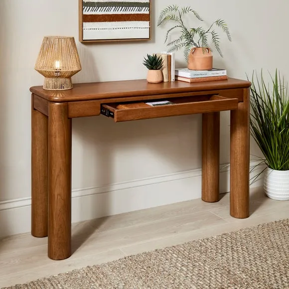 Console Table with Drawer - Mid Stained, Oak