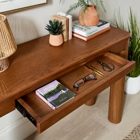 Console Table with Drawer - Mid Stained, Oak