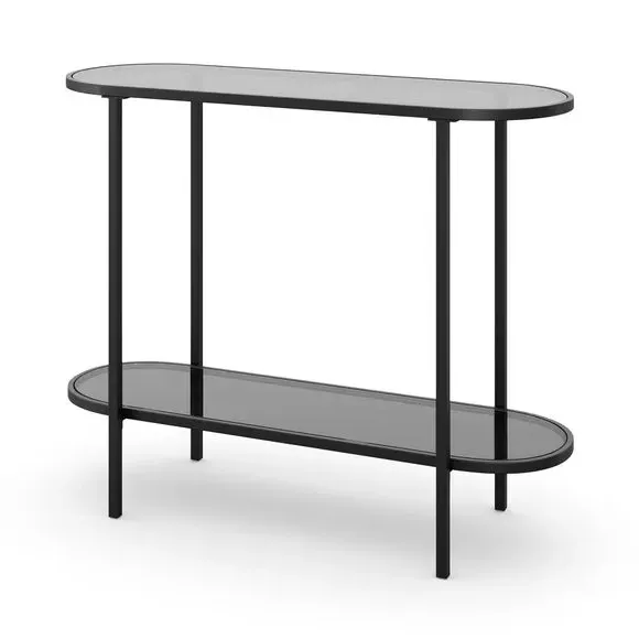 Console Table with Glass Top - Black, Metal