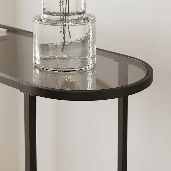 Console Table with Glass Top - Black, Metal