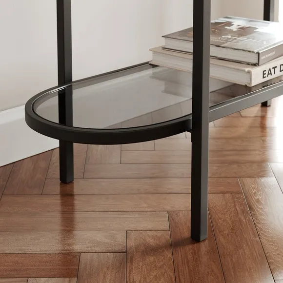 Console Table with Glass Top - Black, Metal