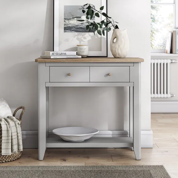 Console Table with Handles - Grey, Oak Pine image