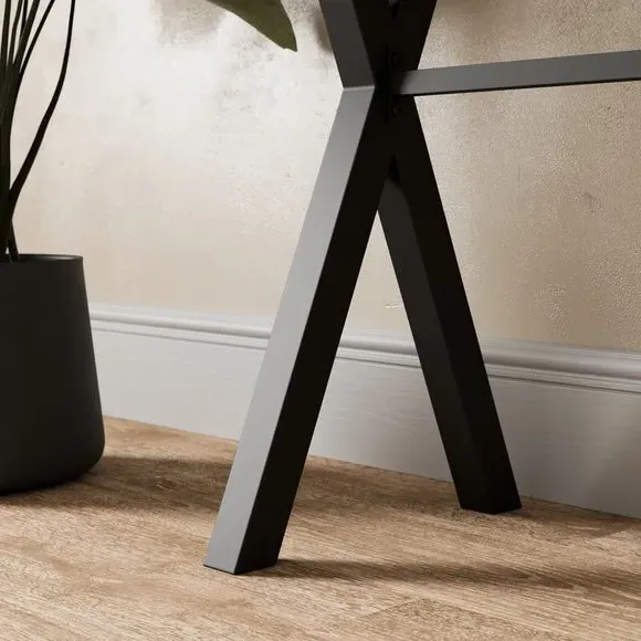 Console Table with Shelf - Rustic Oak, Wood Effect