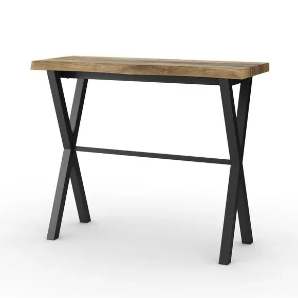 Console Table with Shelf - Rustic Oak, Wood Effect