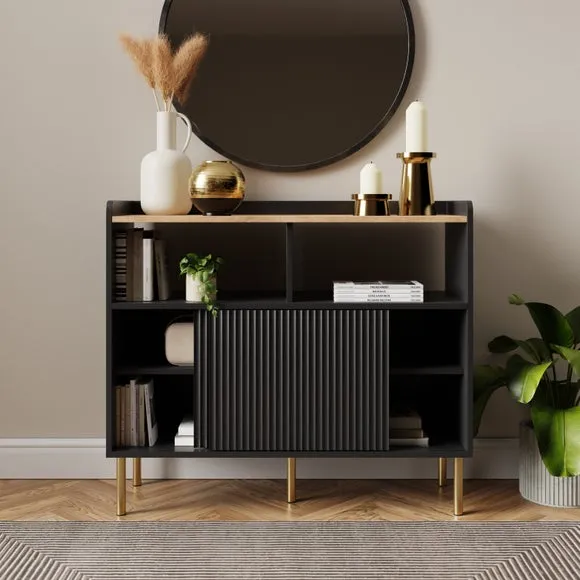 Console Table with Storage - Black